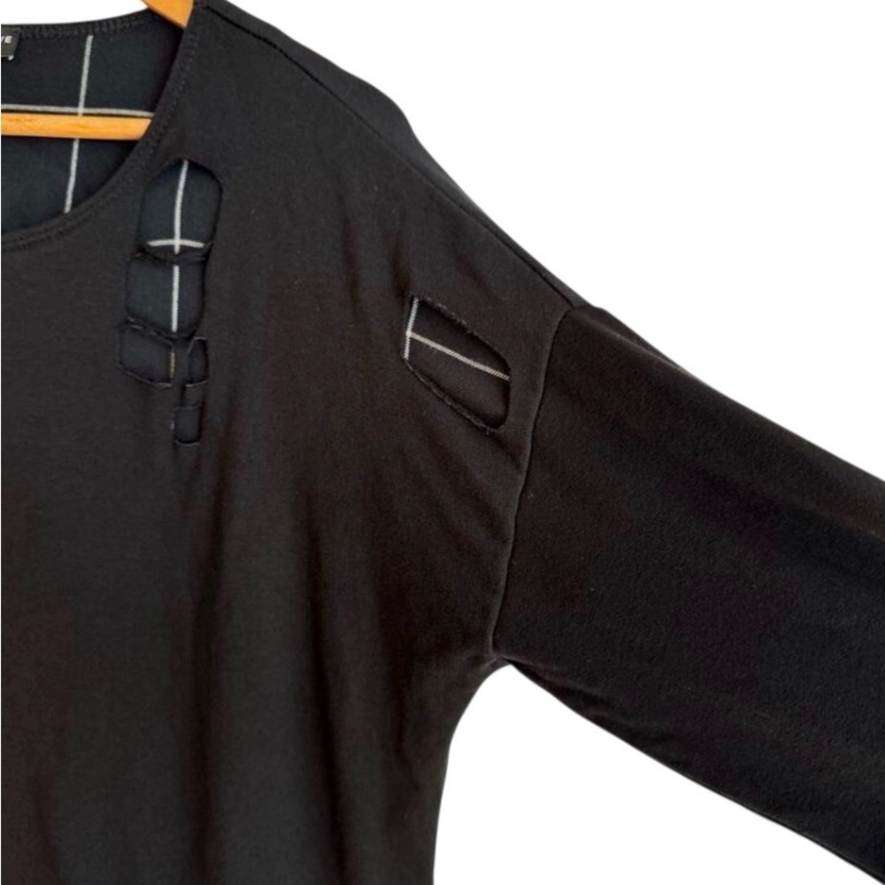 Generation Love x Revolve Destroyed Pullover Layered Top Black Plaid Grunge M - Picture 5 of 8